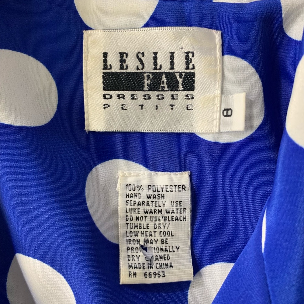 {VINTAGE} Leslie Fay Blue & White Polka Dot Romper - Picture 4 of 8